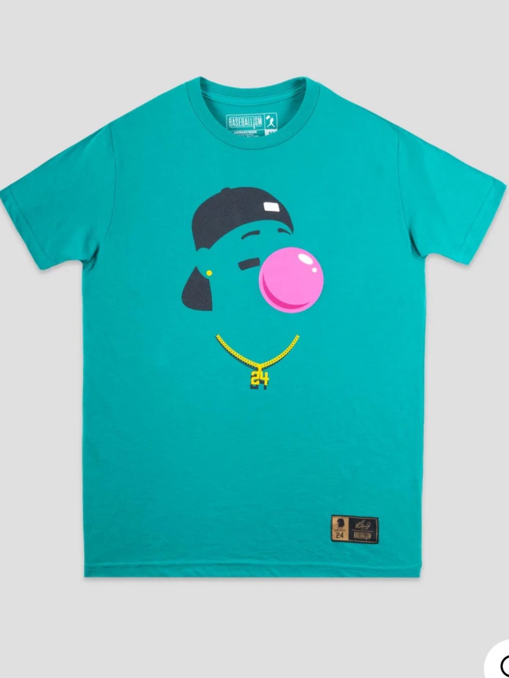 Baseballism Teal Graphic Bubble Gum Short Sleeve Tee